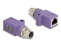 Delock M12 Adapter D-Kodet 4 Pins Kontakt Til Rj45 Kontakt Cat.5E Med Rett Monteringshull Lilla