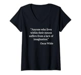 Womens Oscar Wilde Shirt Lock Of Imagination Funny Quote V-Neck T-Shirt