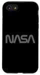 Coque pour iPhone SE (2020) / 7 / 8 Logo rétro de la NASA Worm gris patch graphique sur le thème de l'espace