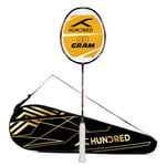 HUNDRED Powertek 2000 Pro Graphite Strung Badminton Racket with Full Racket Cover (Black) | for Intermediate Players | Weight: 90 Grams | Maximum String Tension - 22-24lbs