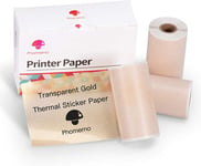 Papier Pailleté or Transparent pour M02,M02PRO,T02,M02S,M02X,M02L,M03,M03AS,M04S,M04AS Mini Imprimante Portable,53mmx3.5m,Diamètre 30mm,3 Rouleaux