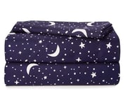 Heritage Kids K687913 Parure de lit 3 pièces Comprenant Un Drap de Dessus, Un Drap-Housse et 1 taie d'oreiller, imprimé Constellation, lit jumeau, Bleu Marine, Bleu