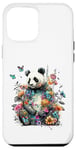 Coque pour iPhone 12 Pro Max Panda mignon avec fleurs et papillons pour femmes, filles et enfants