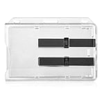 Vicloon Porte Carte Double, 2 Cartes Porte-badge en Plastique, Porte-badge en Plastique Porte-badge Horizontal pour Les Cartes D'identité Scolaires de Crédit Permis et Laissez-passer (Noir)