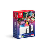 Pack console Nintendo Switch modele Oled blanche + le jeu Mario Kart 8 Deluxe preinstalle + un abonnement de 12 mois au service Nintendo Switch Online