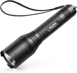 LC90 Lampe de Poche LED - Lampe Torche 900 Lumens Rechargeable avec Zoom, Indice Waterproof IP65, 5 Modes d'Éclairage et Pile 18650 Rechargeable Incluse