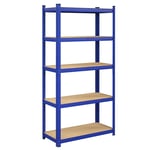 Étagère charge lourde métallique 200 x 100 x 50 cm 5 niveaux charge totale 875 kg (175 kg/niveau) étagère de rangement planches réglables pour garage cave bleu Helloshop26 12_0002716