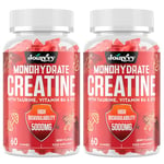 Creatine Monohydrate Gummies 5000mg for Men & Women, Enhanced with Taurine & Vitamin B6, Pre -Workout Supplement for Muscle Growth, Strength & Recovery, Berry Flavor, Vegan (60 Count (Pack of 2))