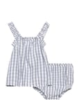 Mango Gingham-Check Dress And Nappy Cover Blå