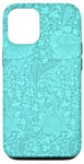 Coque pour iPhone 12/12 Pro Coquette florale mignonne bleu turquoise pour filles et femmes