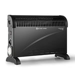 DONYER POWER Convector Radiator Heater 2000W Room Heating with Adjustable Thermostat and 24-HR-Timer Oil-Free Black
