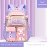 Grundskoleväska Skolväska för tjejer Lätt ryggsäck för barn Kawaii vattentät skolväska Purple small