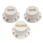 Musiclily Ultra White Universal Knob 2 Tone 1 Volume Set For Fender Strat Guitar