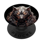 Cyborg Loup Mecha Style Cyberpunk PopSockets PopGrip Adhésif