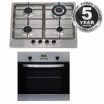 SIA 60cm Stainless Steel Digital Single Electric Fan Oven And 4 Burner Gas Hob