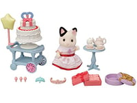 Sylvanian Families - Le Village - La fille Chat Bicolore et son goûter d’anniversaire - 5646 - Figurines Prêt à Jouer - Mini Poupées