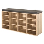 Shoe Storage Rack Cabinet Bench with 14 Compartments Cushion