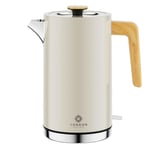 London Boutique Electric Kettles, White Fast Boil Electric kettle, Cordless Quiet Boil Kettle with Wood Effect, Stainless Steel Water Kettle Electric with Boil Dry Protection, UK Strix Controller,3KW