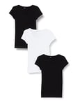 Bestseller a/s Women's Onllive Love New GE SS O-Neck TOP JRS T-Shirt, White/Pack: + 2 Black, M