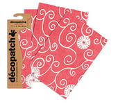 Décopatch C430O - Une pochette de 3 feuilles de papier imprimé 30x40 cm, Arabesques sur fond rouge