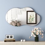 SHYFOY Grand miroir mural asymétrique - Décoratif - Avec paroi arrière en MDF - Dimensions : 110 x 56 cm - Cadre en métal - Grand miroir pour salon, couloir, entrée, salle de bain - Argenté