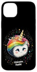 Coque pour iPhone 14 Plus Rouleau de sushi licorne arc-en-ciel mignon fantaisie art alimentaire