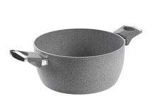 MOPITA CLASSICO Casserole anti-adhésive ø 24 cm, poêle à induction et pour tous les plans de cuisson, revêtement 5 couches, poignée Soft Touch antidérapante, effet pierre, fabriquée en Italie