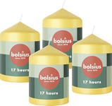 Bolsius Lot de 4 bougies pilier - Jaune - 8 x 6 cm - Bougies décoratives - Longue durée de combustion de 17 heures - Non parfumées - 5% cire végétalienne naturelle - Sans huile de palme