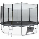 Trampoline 430cm gris avec filet de protection. échelle. bâche. filet pour chaussures. kit d'ancrage - Vénus XXL- Trampoline de jardin 430 cm 4m