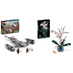 LEGO 75325 Star Wars The Mandalorian's N-1 Starfighter Building Toy, The Book of Boba Fett & 10311 Icons Orchid Artificial Plant Building Set with Flowers