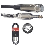 Câble XLR 3 Broches Femelle vers Jack 6.35 Mâle STEREO Longueur 6 Métres