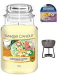 Yankee Candle Christmas Cookie Large Jar 623g  150 hrs + Wax Melt & Warmer stand