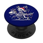 Skeleton Riding Dinosaur T rex Funny Kids Boys Christmas PopSockets PopGrip Adhésif