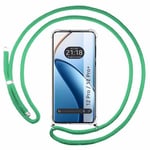 Tumundosmartphone Étui pendentif transparent pour Realme 12 Pro 5G / 12 Pro Plus 5G avec cordon vert d'eau