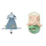 Rainbow Designs DN1475 Eeyore-Hundred Acre Wood-Baby Comfort Blanket Winnie The Pooh & Friends & Classic Piglet Ring Rattle, Pink