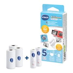 VTech - KidiZoom Print Cam, Recharge Papier Thermique et Autocollant Blanc, Accessoire Appareil Photo Enfant à Impression Instantanée, Pack de 5 Bobines, Cadeau Enfant Dès 5 Ans - Contenu en Français