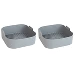 2X Réutilisable Airfryer Silicone Panier Four Plaque de Cuisson Frit Pizza Poulet Facile à Nettoyer Air Fryer Doublure Gris