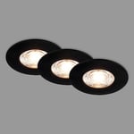 BRILONER - Lot de 3 spots LED encastrables 230V, spots LED pour salle de bain IP44, spots de plafond, spots LED, spots de plafond plats, noir