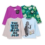 Amazon Essentials Disney | Marvel | Star Wars Boys' Long-Sleeved T-Shirt Tops (Previously Spotted Zebra), Pack of 4, Star Wars Vader, 10 Years