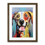 Artery8 Colourful Dog Portrait Artwork by Jason Brydson Happy Face Oil Painting Bold Bright Vibrant Artwork Framed Wall Art Print 18X24 Inch