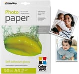 papier photo brillant autocollant 50 feuilles DIN A4 115g/m² étiquettes Instantanément sec Résistant à l'eau pour toutes les imprimantes à jet d'encre InkJet qualité photo Impression