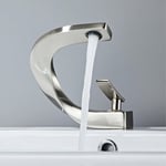 Robinet Salle de Bain , Mitigeur de Lavabo au Design Elégant, Robinetterie Monotrou, Laiton - Chrome-plated