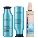 Pureology Strength Cure Shampoo, Conditioner and Color Fanatic Spray Routine for Damaged Hair