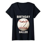 Womens It's My 2nd Birthday Baseball 2 Year Old Boy Girl V-Neck T-Shirt