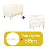 Sauthon Chambre Duo Paloma : Little Big Bed 140X70 Blanc Paloma, Commode 3 Tiroirs