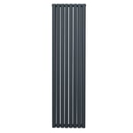 Radiateur à Colonne Ovale 1800mm x 480mm, Chauffage Moderne Vertical à Tube Ovale en Acier au Carbone Gris Anthracite Mat, Cuisine Salon Salle de Bain [Brosse, Attaches Murales & Supports INCLUS]