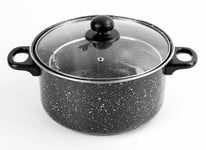 Large 24cm Chip Pan Deep Fat Fryer Cooking Pot Frying Baskets With Glass Lid Set