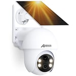 ANRAN 5MP Security Camera Outdoor Wireless, Solar/Battery Outdoor Camera, 360° PTZ Home Security Camera, Spotlights & Siren, PIR/AI Motion Detection, 2-Way Audio, Color Night Vision, Q01 Max White