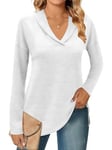 Famulily Sweatshirt for Women to Wear with Leggings Comfy Long Sleeve Jumper Sweaters Tunic Tops for Ladies (L, White)