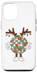 iPhone 12/12 Pro Christmas disco ball with antlers, peace sign, reindeer Case